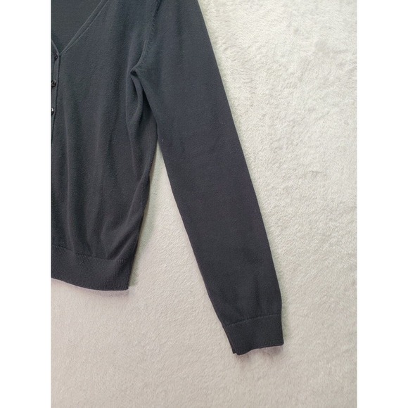 H&M Divided Cardigan Sweater Girls Size 10 Black Knit Cotton V Neck Button Front - Picture 5 of 8